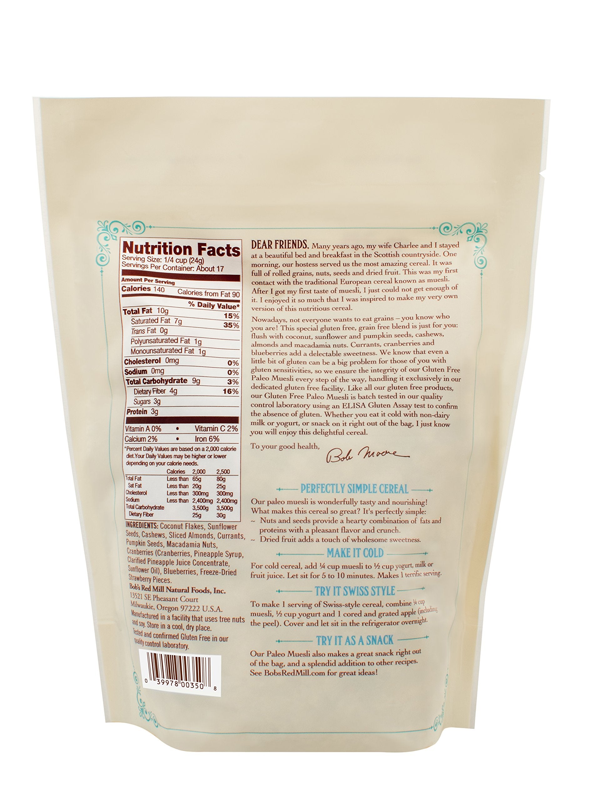 Bob's Red Mill Paleo Muesli, 14oz (Pack of 4) - Non GMO, Gluten Free, Vegan, Paleo Friendly, Kosher