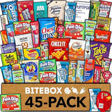 BITEBOX Snack Box (45 Count) Variety Pack Care Package Gift Basket Adult Kid Guy Girl Women Men Birthday College Student Office School Graduation