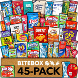 BITEBOX Snack Box (45 Count) Variety Pack Care Package Gift Basket Adult Kid Guy Girl Women Men Birthday College Student Office School Graduation