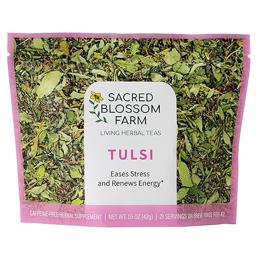 Tulsi Herbal Tea (Holy Basil) | Sacred Blossom Farm | 1.7 oz. Loose Leaf | Ease Stress Renew Enaergy* | Minimally Processed Wisconsin-Grown Medicinal