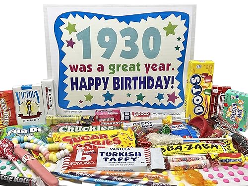RETRO CANDY YUM ~ 1930 96th Birthday Gift Box of Nostalgic Candy from Childhood for 96 Year Old Man or Woman Born 1930