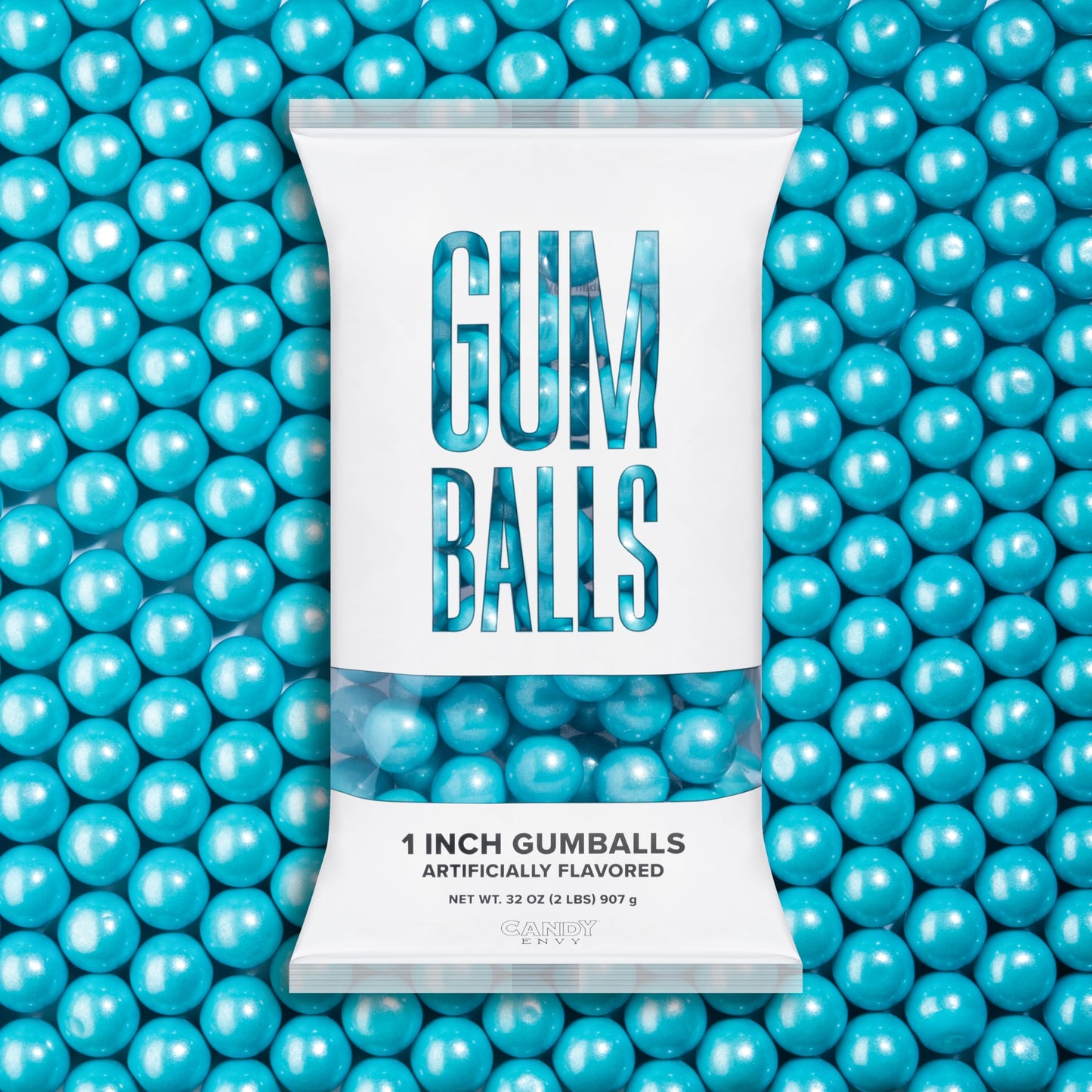 Candy Envy - Shimmer Light Blue Gumballs - 1 Inch - Approximately 113 Gumballs Per 2lb Bag - Bulk Light Blue Candy - North American Made & Kosher
