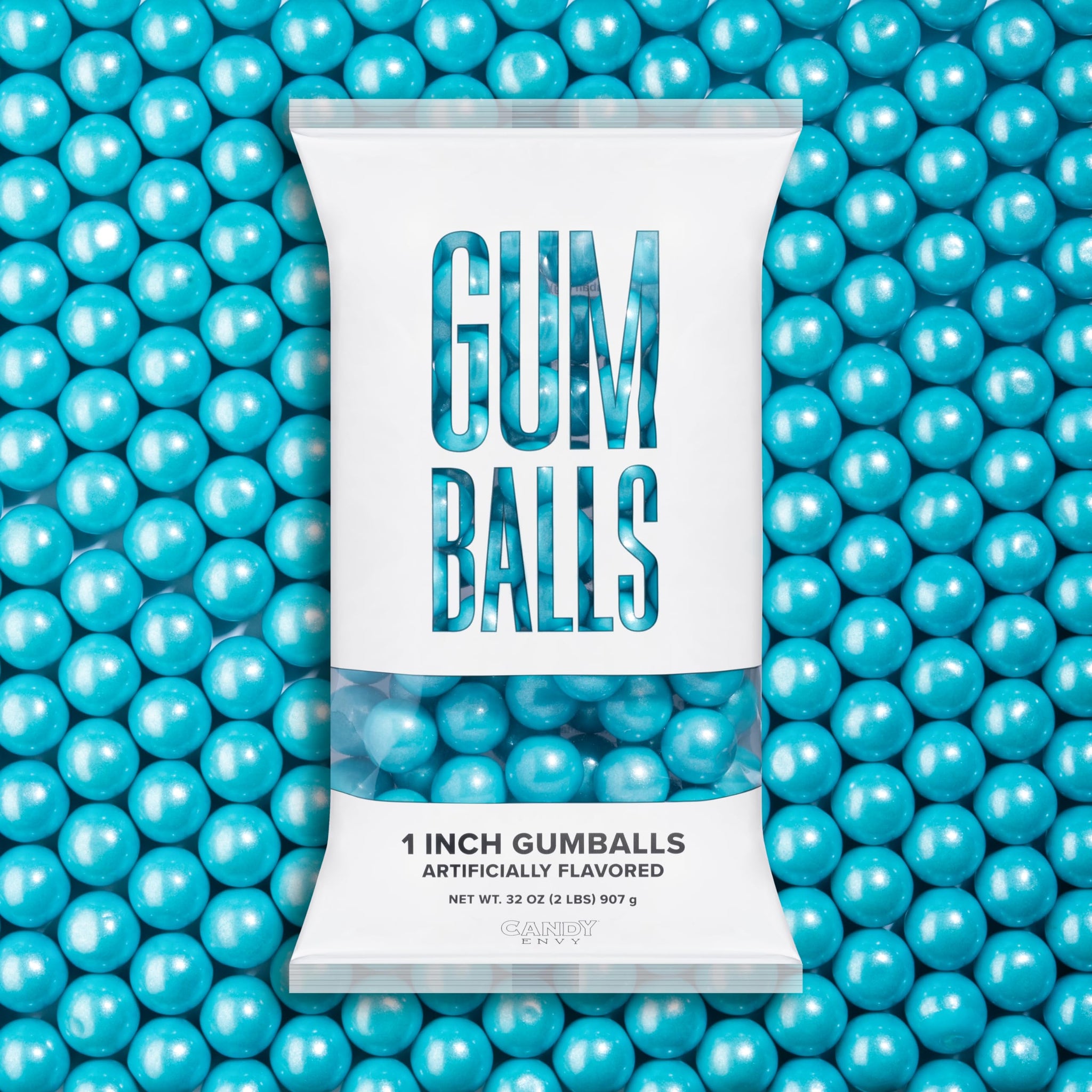 Candy Envy - Shimmer Light Blue Gumballs - 1 Inch - Approximately 113 Gumballs Per 2lb Bag - Bulk Light Blue Candy - North American Made & Kosher