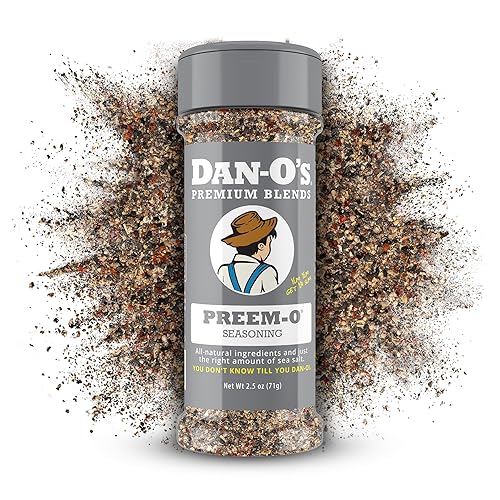 Dan-O's Preem-O Seasoning, 2.5 oz Bottle, Meat Seasoning for Steak, Ribs, Chicken, Brisket and More, Sugar Free, Zero Calorie, Use this Spice Blend