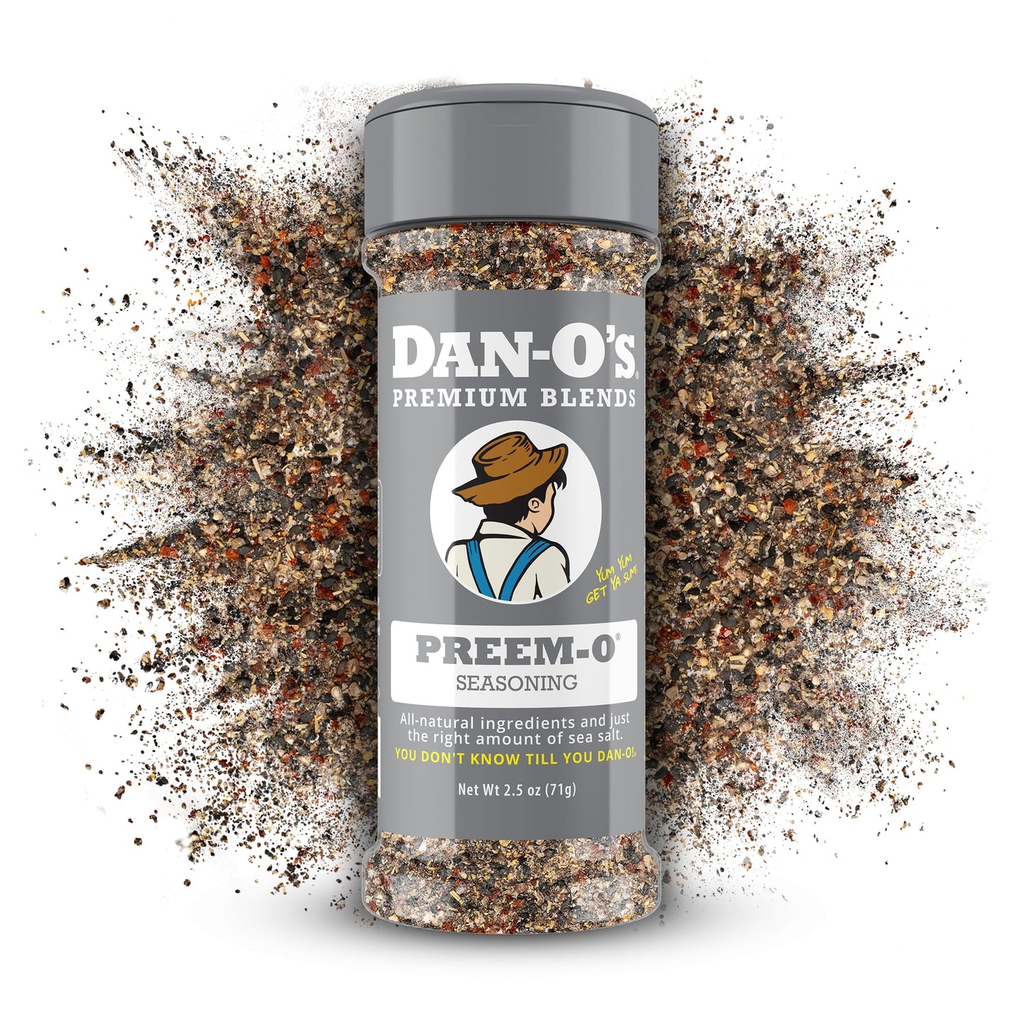 Dan-O's Preem-O Seasoning, 2.5 oz Bottle, Meat Seasoning for Steak, Ribs, Chicken, Brisket and More, Sugar Free, Zero Calorie, Use this Spice Blend