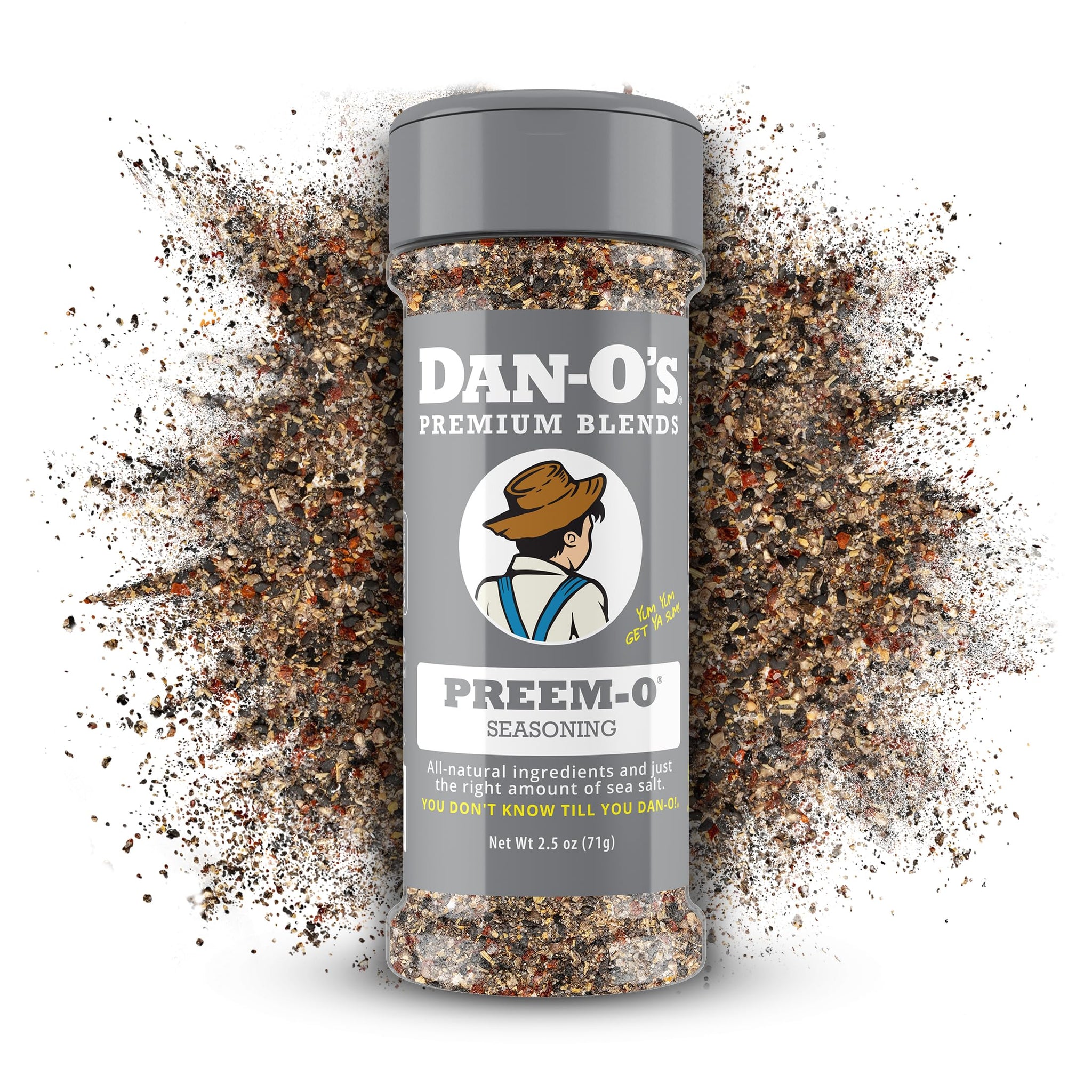 Dan-O's Preem-O Seasoning, 2.5 oz Bottle, Meat Seasoning for Steak, Ribs, Chicken, Brisket and More, Sugar Free, Zero Calorie, Use this Spice Blend