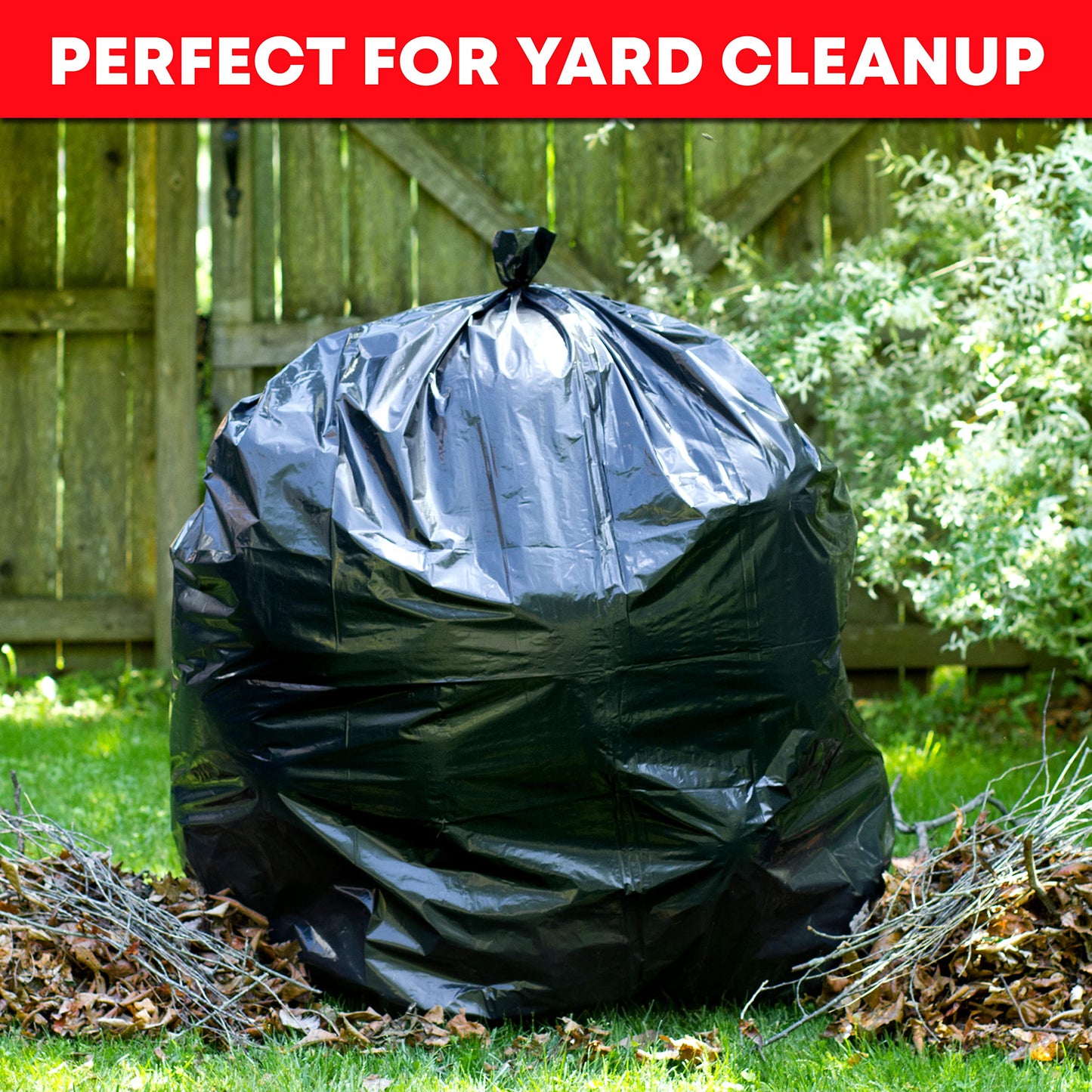 Veska 55 Gallon Trash Bags Heavy Duty, (Value-Pack 50 Count w/Ties) 55-60 Gallon Trash Bags Large Black 50-60 Gallon Garbage Liners for Lawn, Leaf