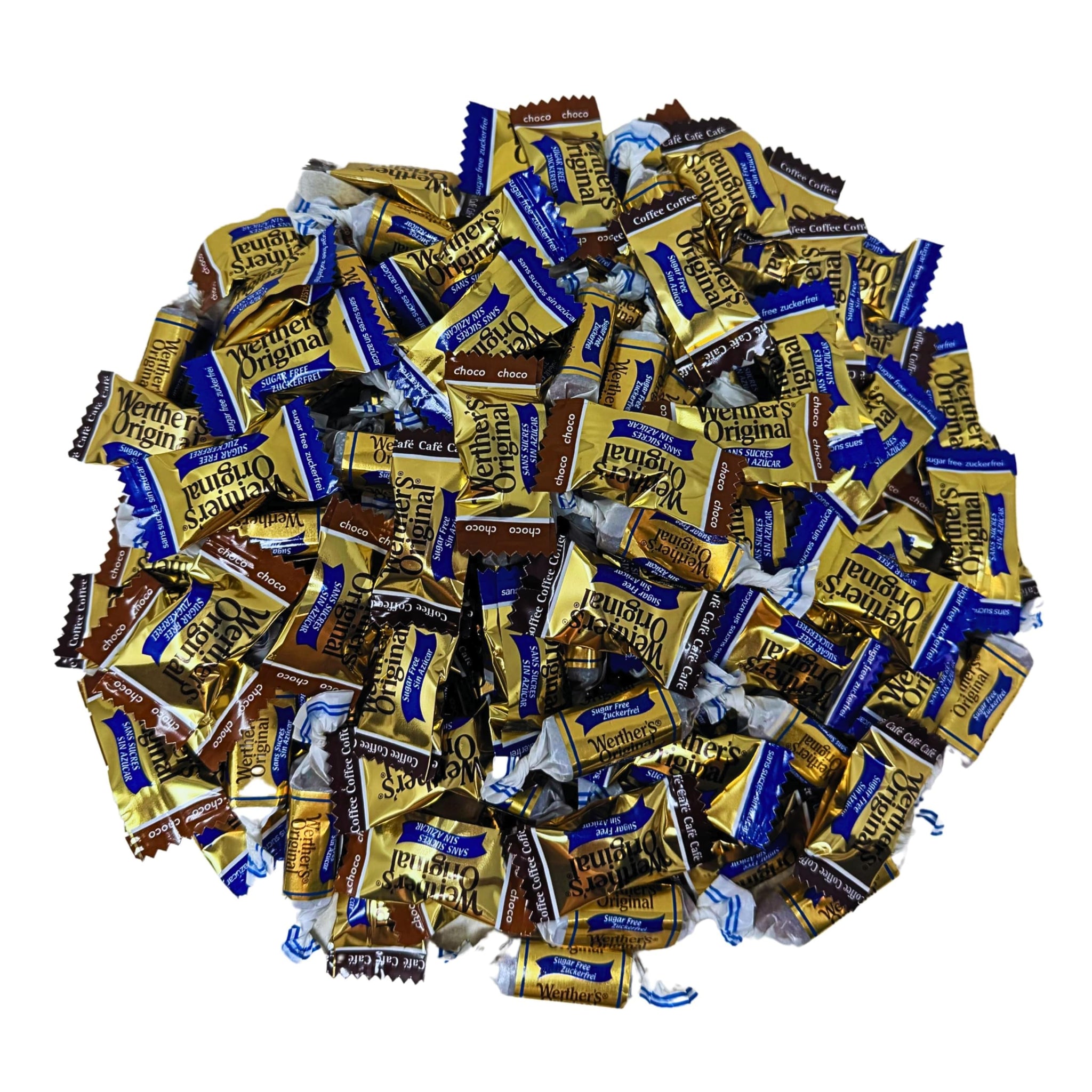 Werther's Original Premium Sugar Free Hard & Soft Chewy 4 Flavors Assortment 1-Lb Creamy Caramel, Rich Chocolate, Smooth Coffee Hard Candies And Soft