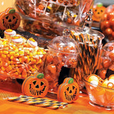 Fun Express Halloween Candy Cane Sticks 80 Count - Orange Flavored Bulk Candy Individually Wrapped for Party Favors | Perfect Halloween Treats