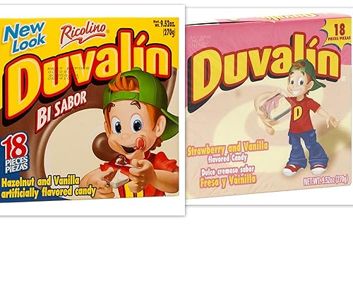 Duvalin Candy Variety Bundle, 9.52 oz box (Pack of 2) includes 1-Box Hazelnut & Vanilla + 1-Box Strawberry & Vanilla (36 TOTAL CANDIES)
