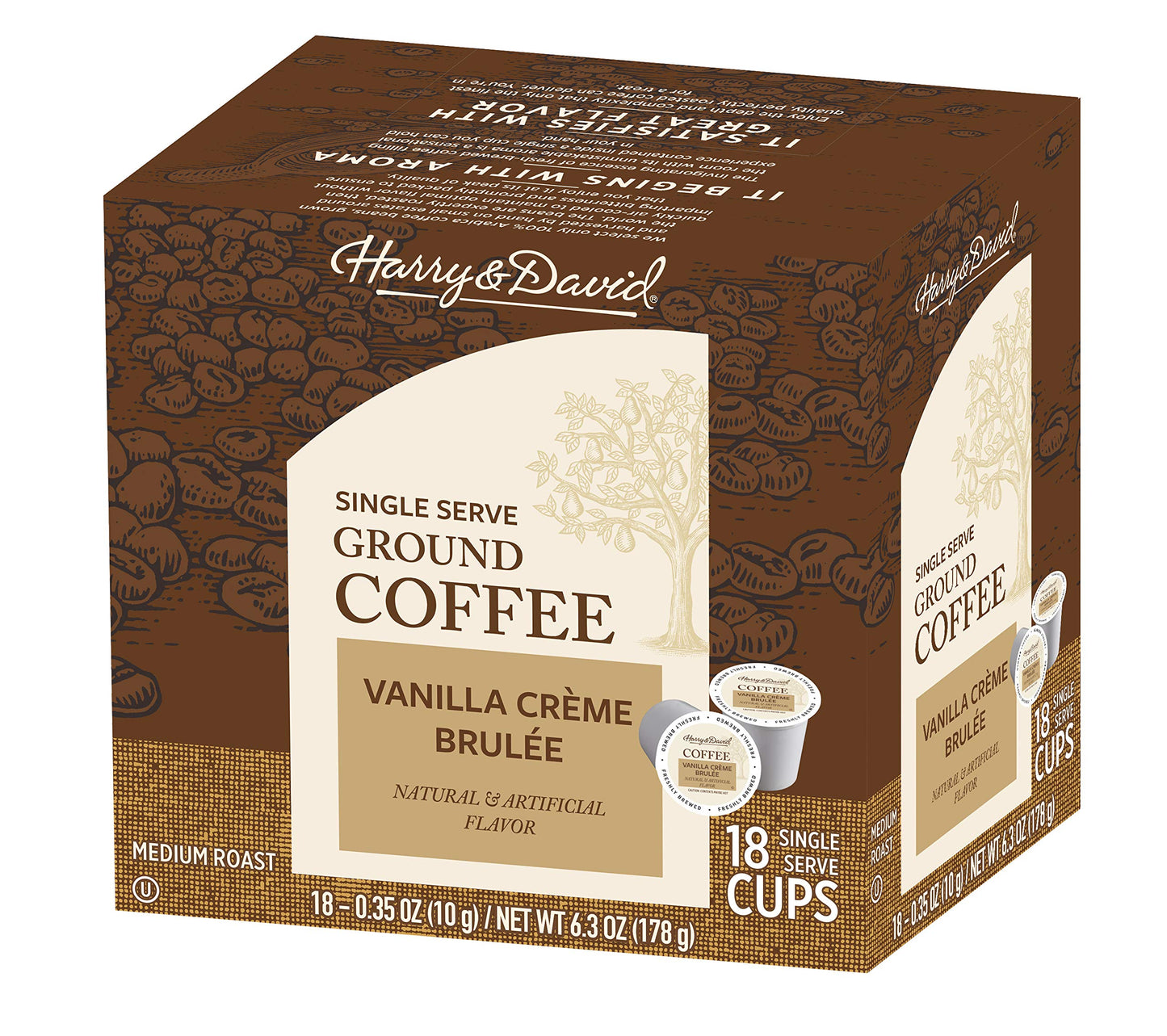 Harry & David Single Serve Ground Coffee Vanilla Creme Brûlée , One Box of 18 Servings