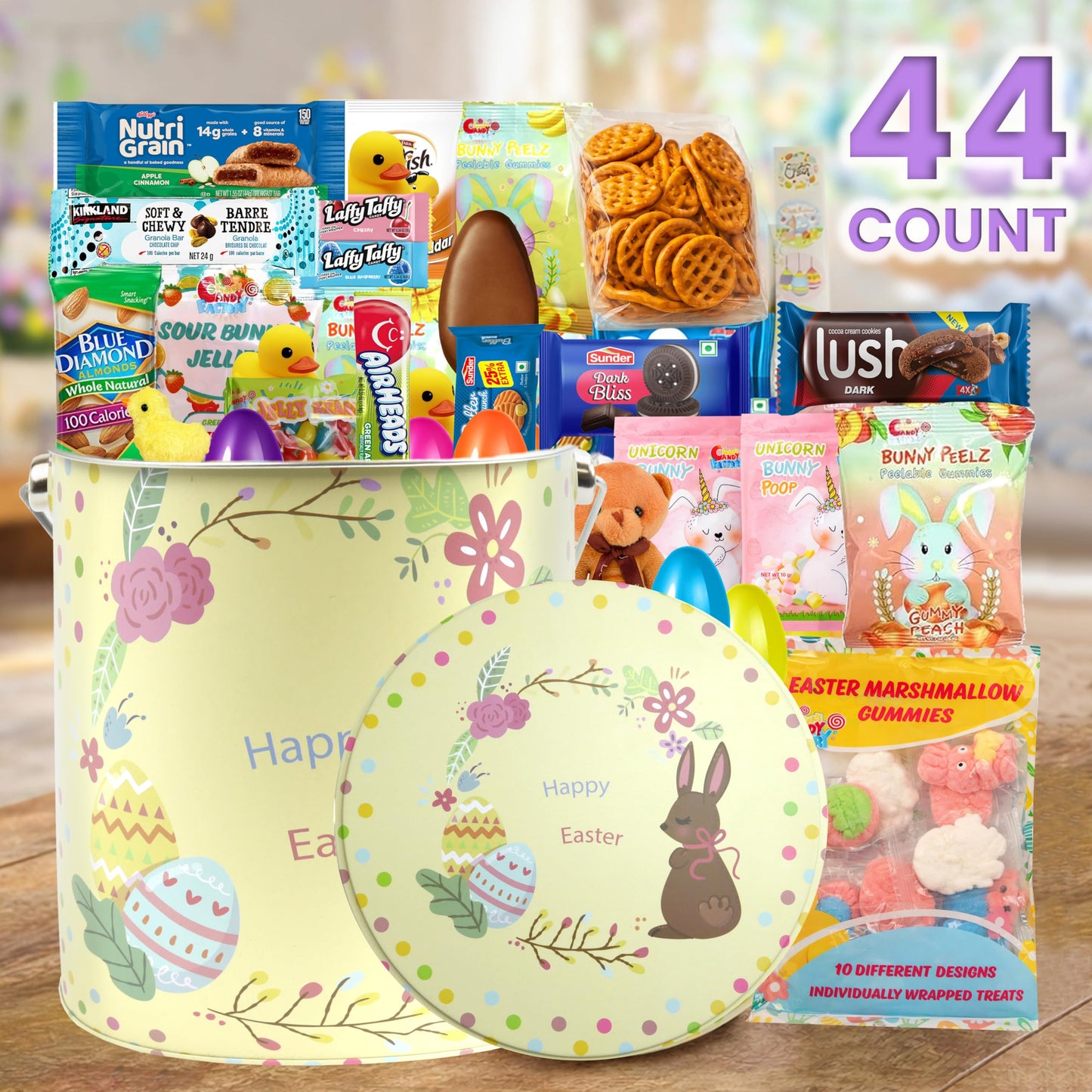 Eva's Gift Universe Easter Basket Tin (44 Count) Filled with Candy Great Package for Family and Friends, Huevos de Pascua