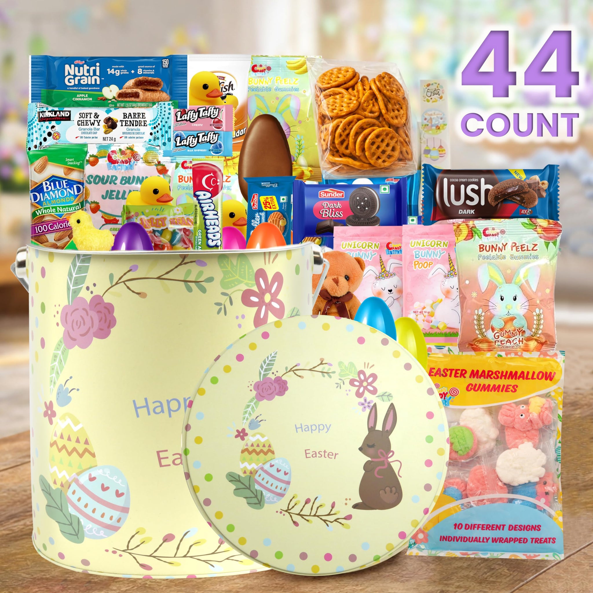 Eva's Gift Universe Easter Basket Tin (44 Count) Filled with Candy Great Package for Family and Friends, Huevos de Pascua