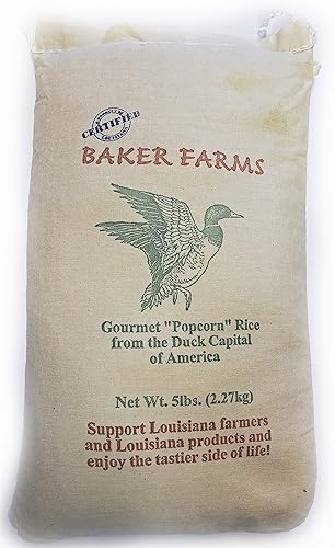 Baker Farms, Gourmet Louisiana Popcorn Rice, 5 lb Sack