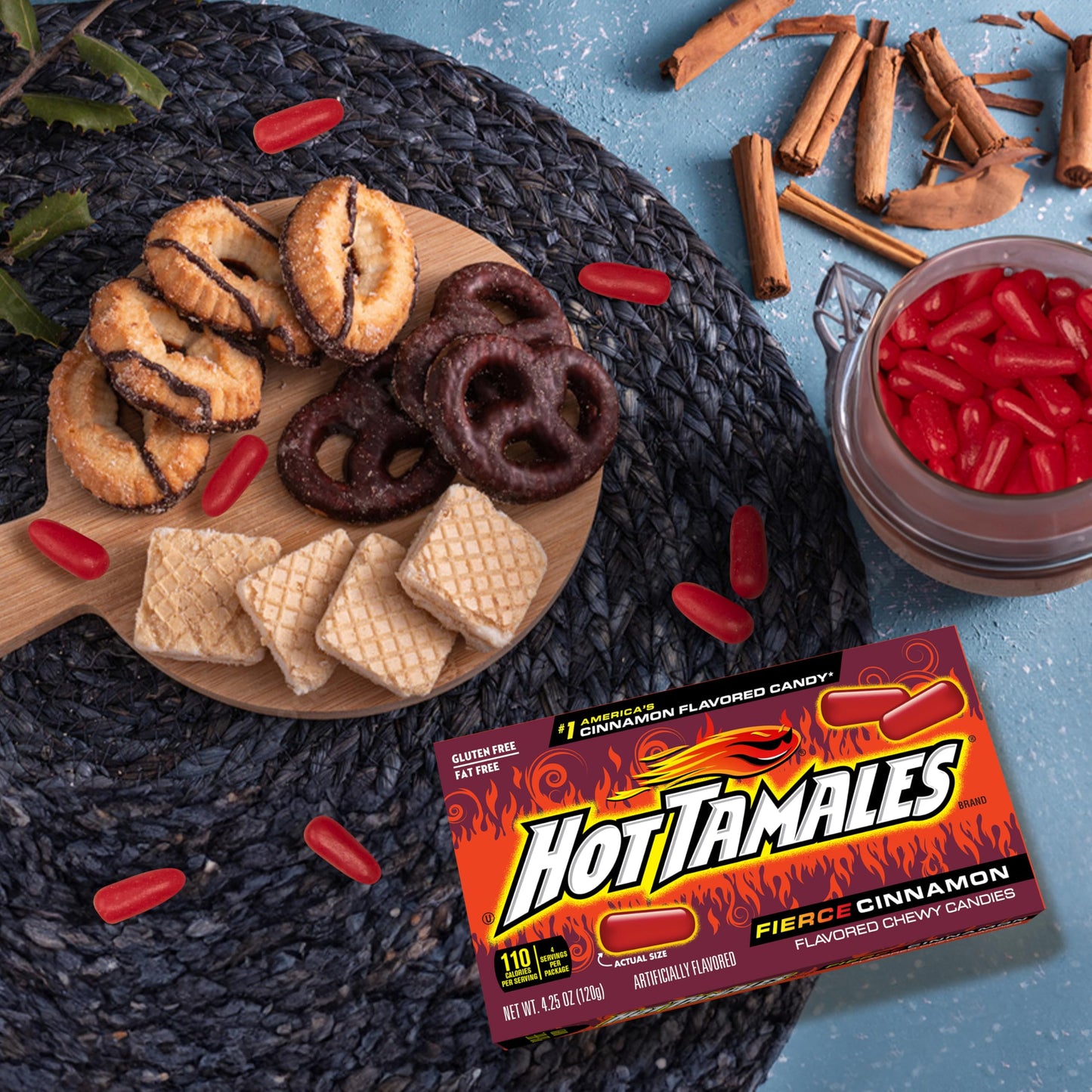 Hot Tamales Fierce Cinnamon Candy, 2 Pound Bulk Bag (Pack of 1) Cinnamon Candy, Gummy Candy, The Hampton Candy Company