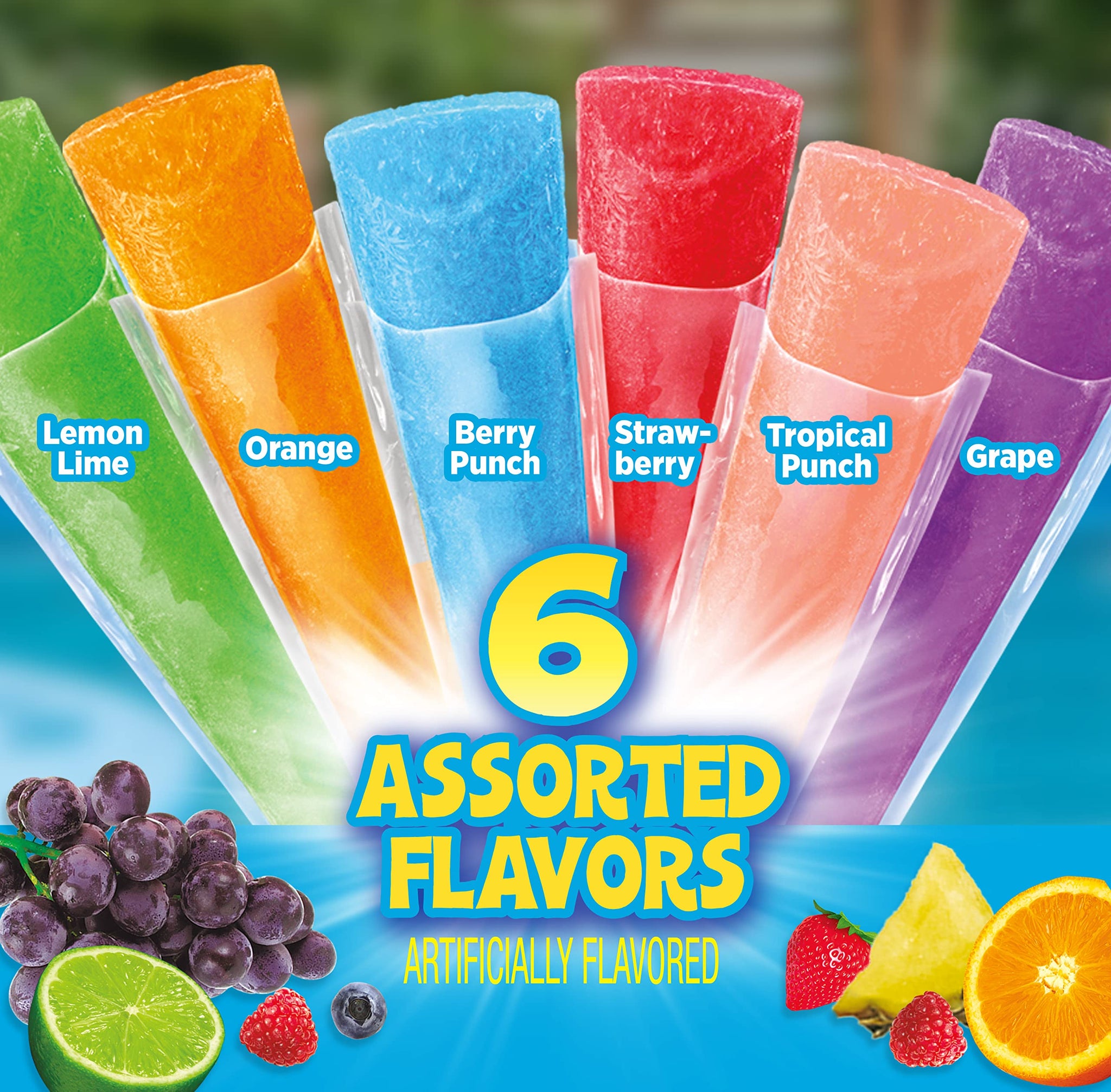 Pop Ice Popsicle Variety Pack of 1 Oz Freezer Bars, Assorted Flavors, 80 Count