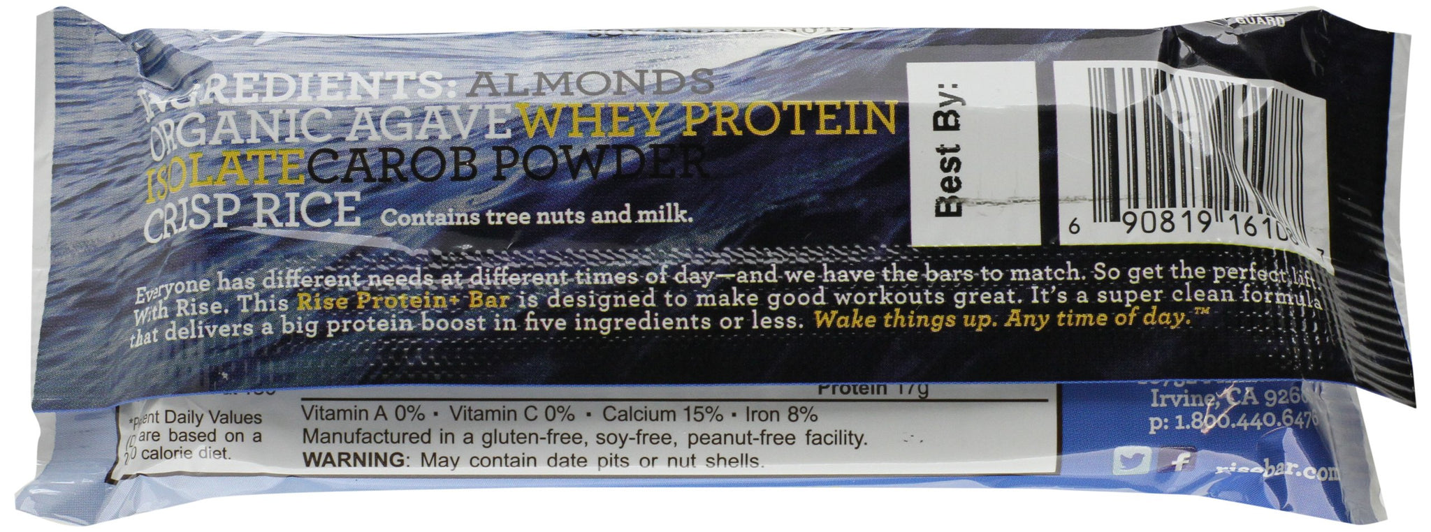 Rise Energy Plus Bar, Crunchy Carob Chip, 2.1 Ounce (Pack of 12)
