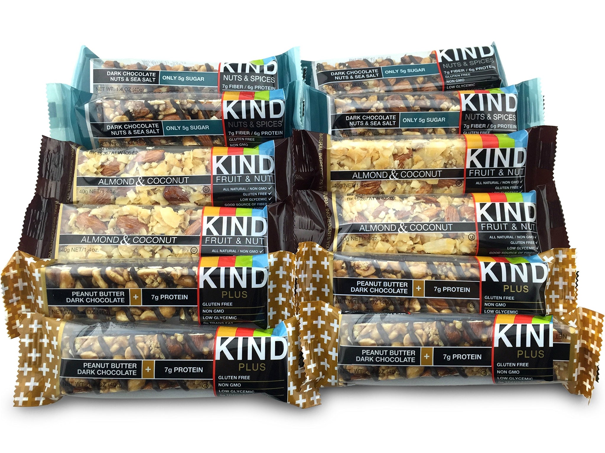 KIND Bars Variety Pack (12-Count) | Peanut Butter Dark Chocolate, Dark Chocolate Nuts & Sea Salt, Almond & Coconut