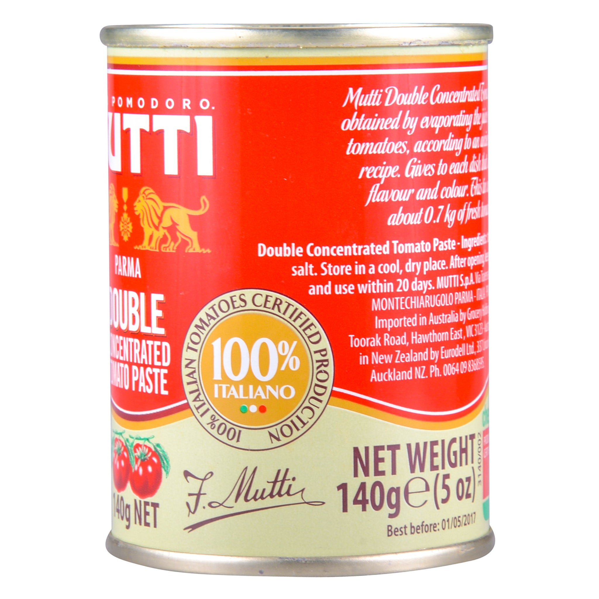 Mutti Double Concentrated Tomato Paste (Doppio Concentrato), 4.94 oz. Can | 1 Pack | Italy’s #1 Brand of Tomatoes | Canned Tomatoes | Vegan Friendly