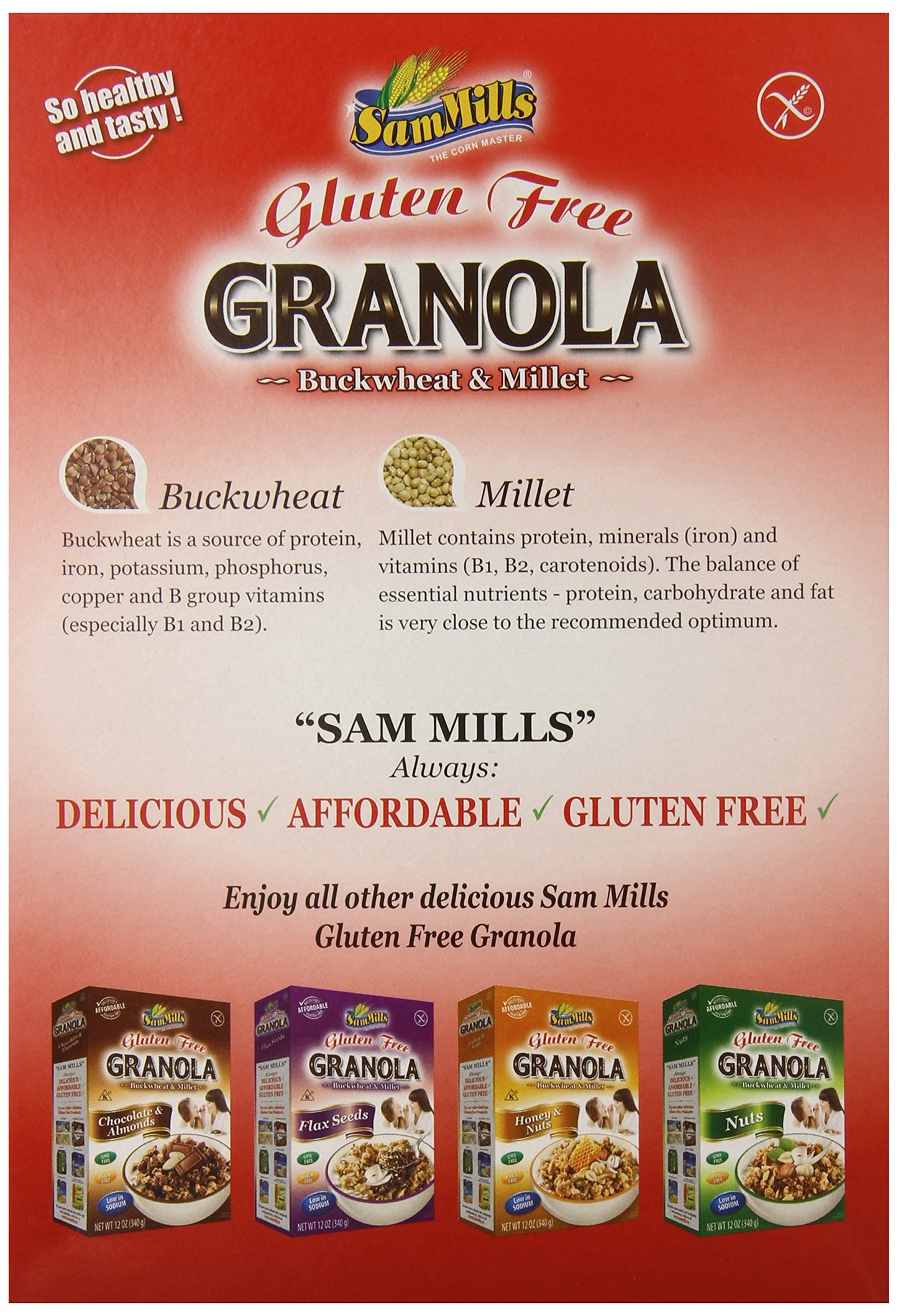 Sam Mills Gluten Free Strawberry and Almonds Granola, 12 Ounce