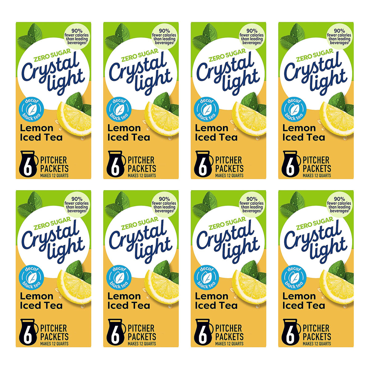 Crystal Light Decaf Lemon Iced Tea Natural Flavor Drink Mix, 12-Quart Box (Pack of 8)