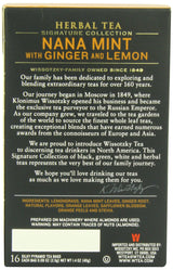 Wissotzky Tea Signature Collection Nana Mint with Ginger and Lemon Tea, 1.4 Ounce (16 Count)