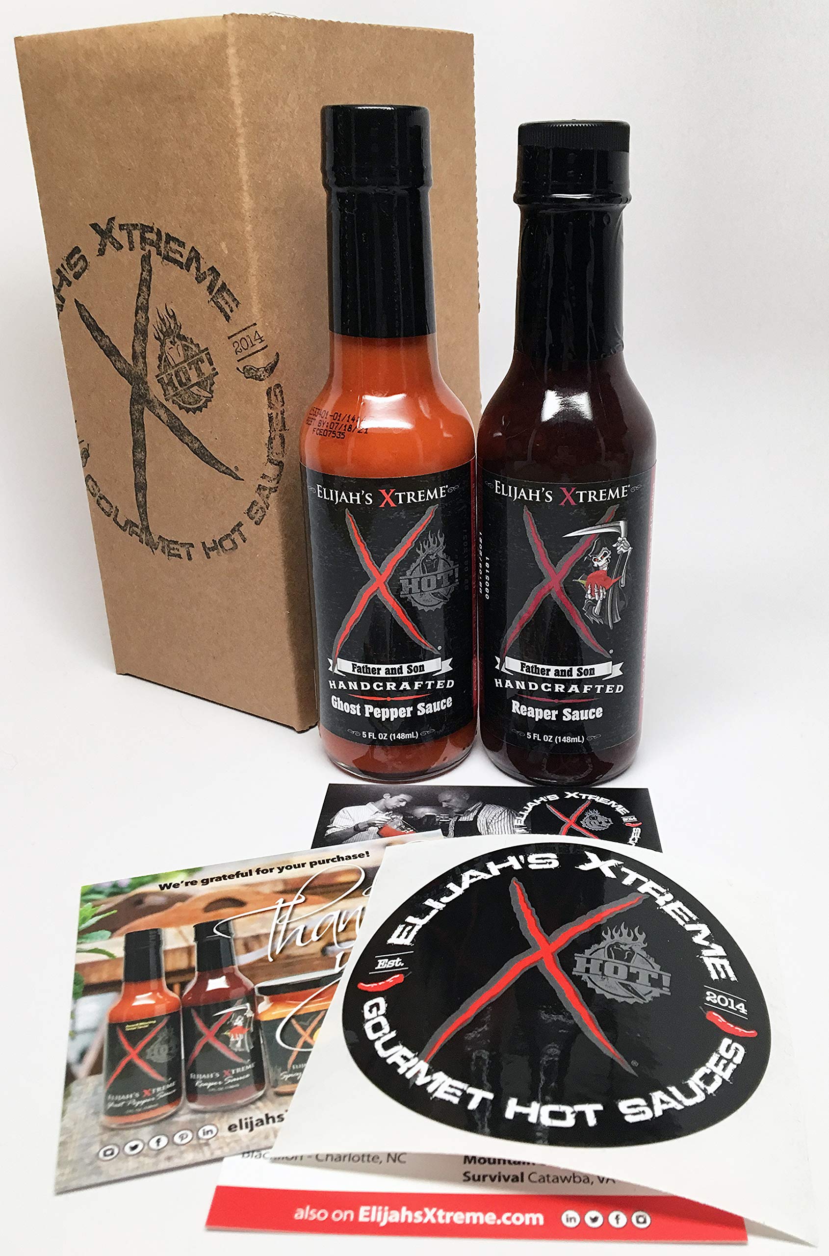 Elijah's Xtreme Carolina Reaper Hot Pepper Sauce with Sweet Black Cherries, Cranberries and Kentucky Bourbon (5 oz) (2-Pack) (Xtreme Ghost Pepper