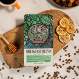 Bones Coffee Company Breakfast Blend, Chocolate, Honey and Dried Fruit Notes, Unflavored Coffee, Medium Roast Low Acid Arabica Beans Compatible