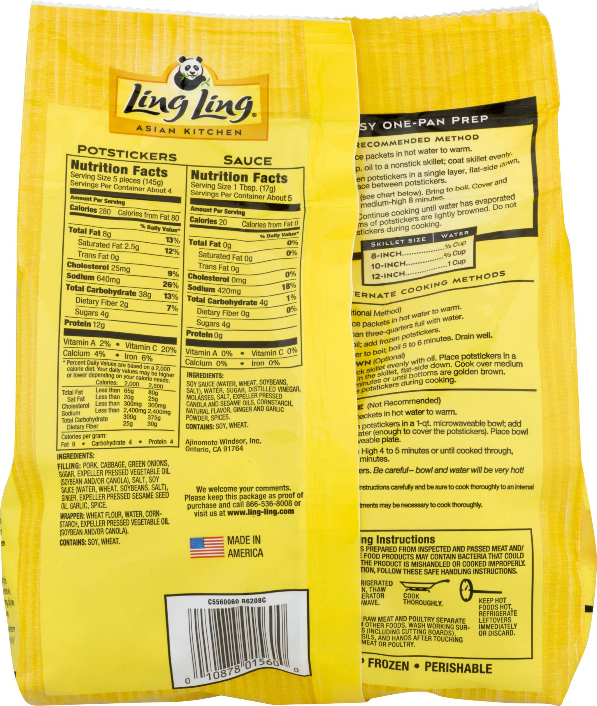 LING Potstickers Frozen Pork & Vegetable 24 Ounce