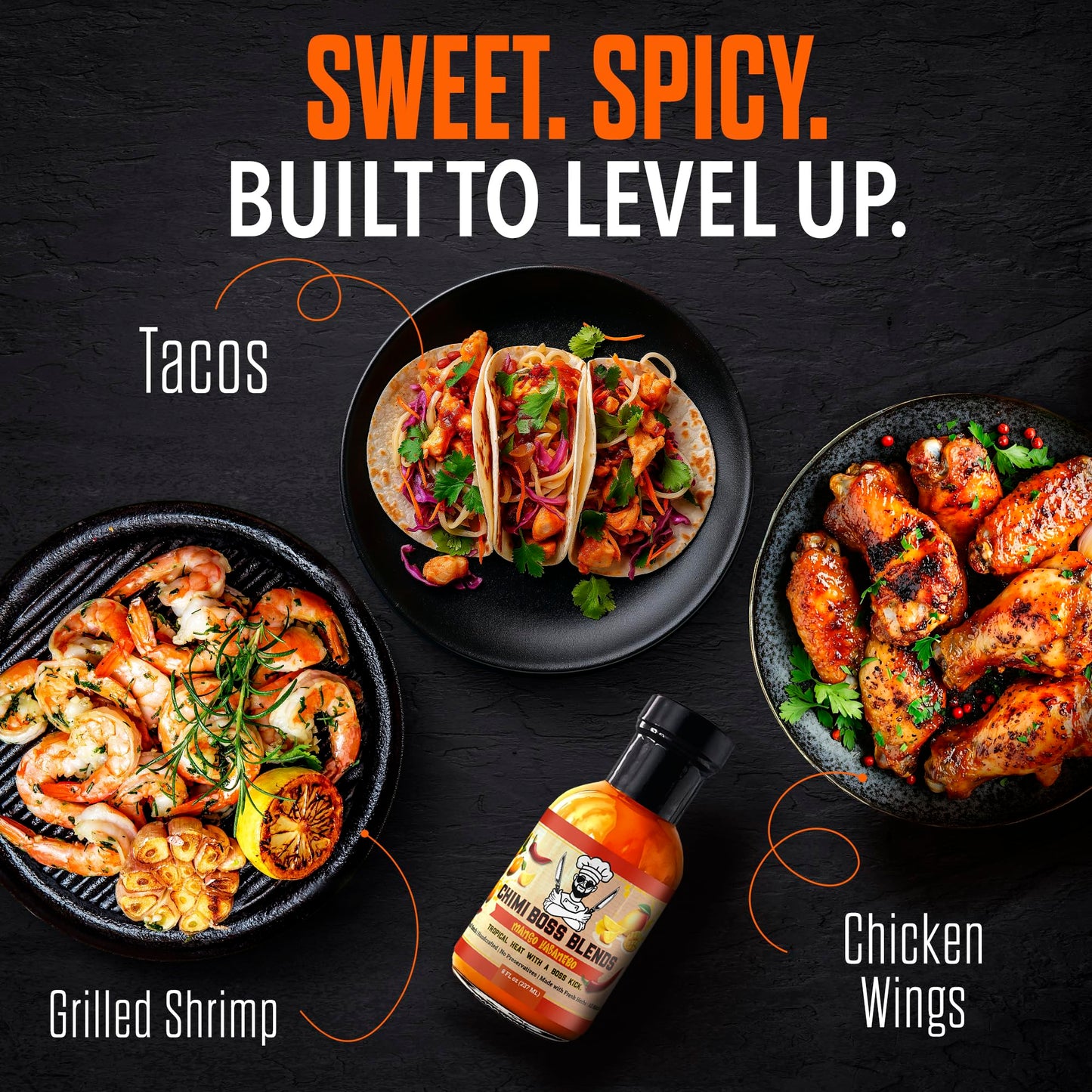 Chimi Boss Mango Habanero Sauce - Sweet-Heat Flavor Explosion for Tacos, Chicken, Pizza & More - 8 fl oz Bottle - Small Batch, USA Made, No Fillers