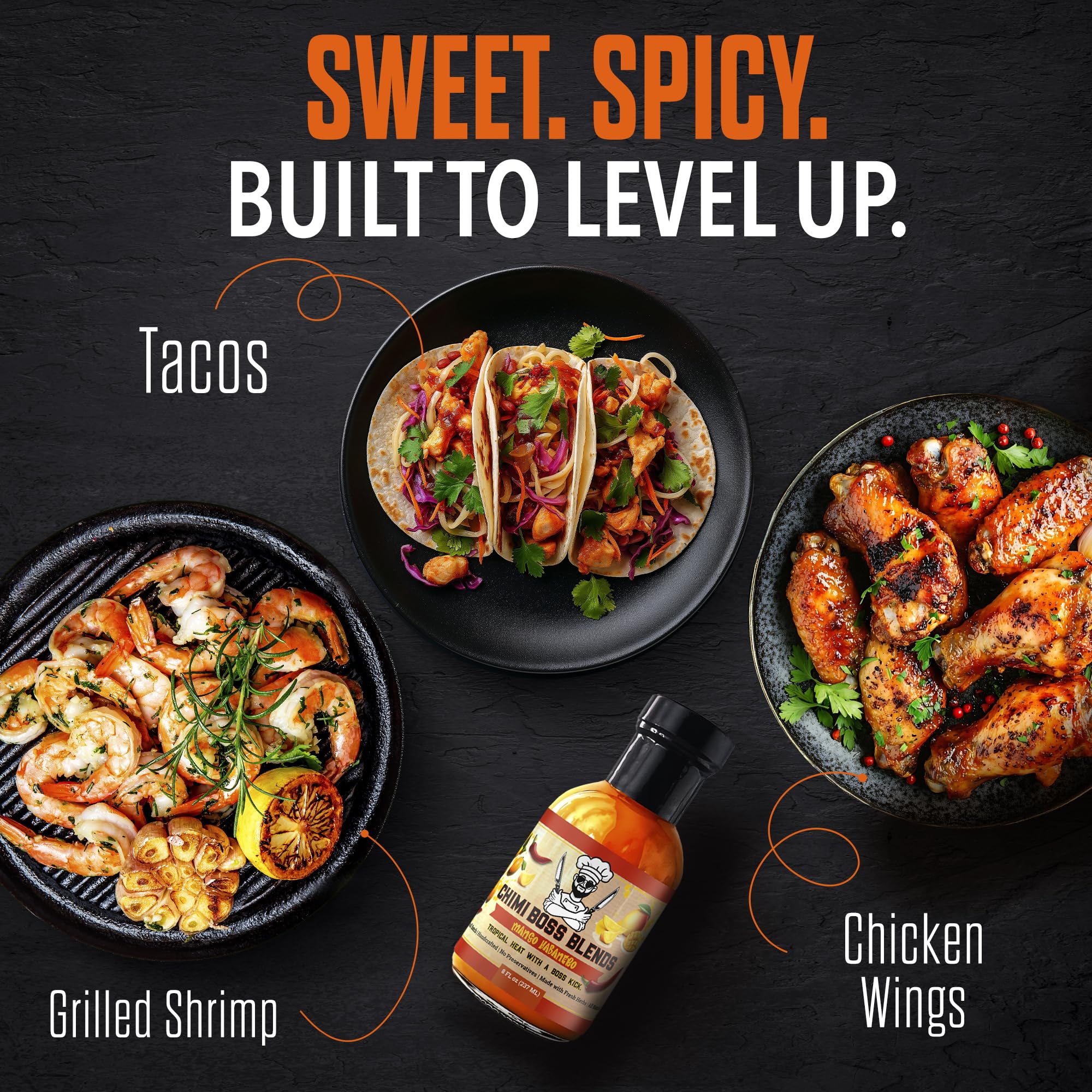 Chimi Boss Mango Habanero Sauce - Sweet-Heat Flavor Explosion for Tacos, Chicken, Pizza & More - 8 fl oz Bottle - Small Batch, USA Made, No Fillers