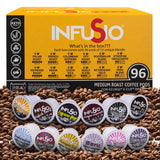 InfuSio Coffee Pods Variety Pack - 96 Count, 12 Sophisticated Medium & Dark Roast Blends, Crafted Blends Collection - Premium Single-Serve Coffee