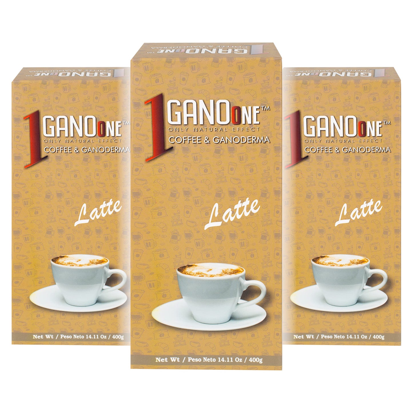 4 Boxes GanoOne Latte Reishi Mushroom Instant Coffee - with Organic Ganoderma Extract - Blend with Creamer and Sugar - Easy to Use 20 Single - Serve