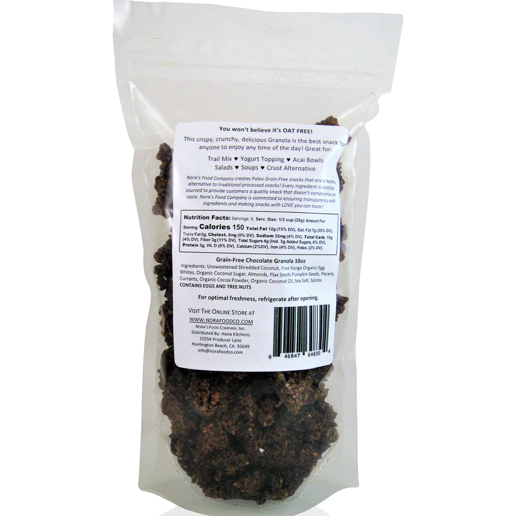 Nora's Food Company Chocolate Spice Grain Free Granola Pack, 10 oz.
