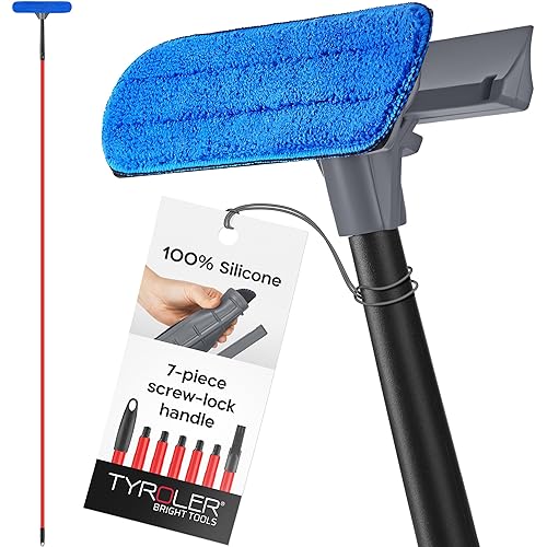 Tyroler Professional Window Squeegee for Home, Long Squeegee for Window Cleaning, 2-in-1 Window Cleaning Squeegee Kit, Indoor & Outdoor Window Cleaner
