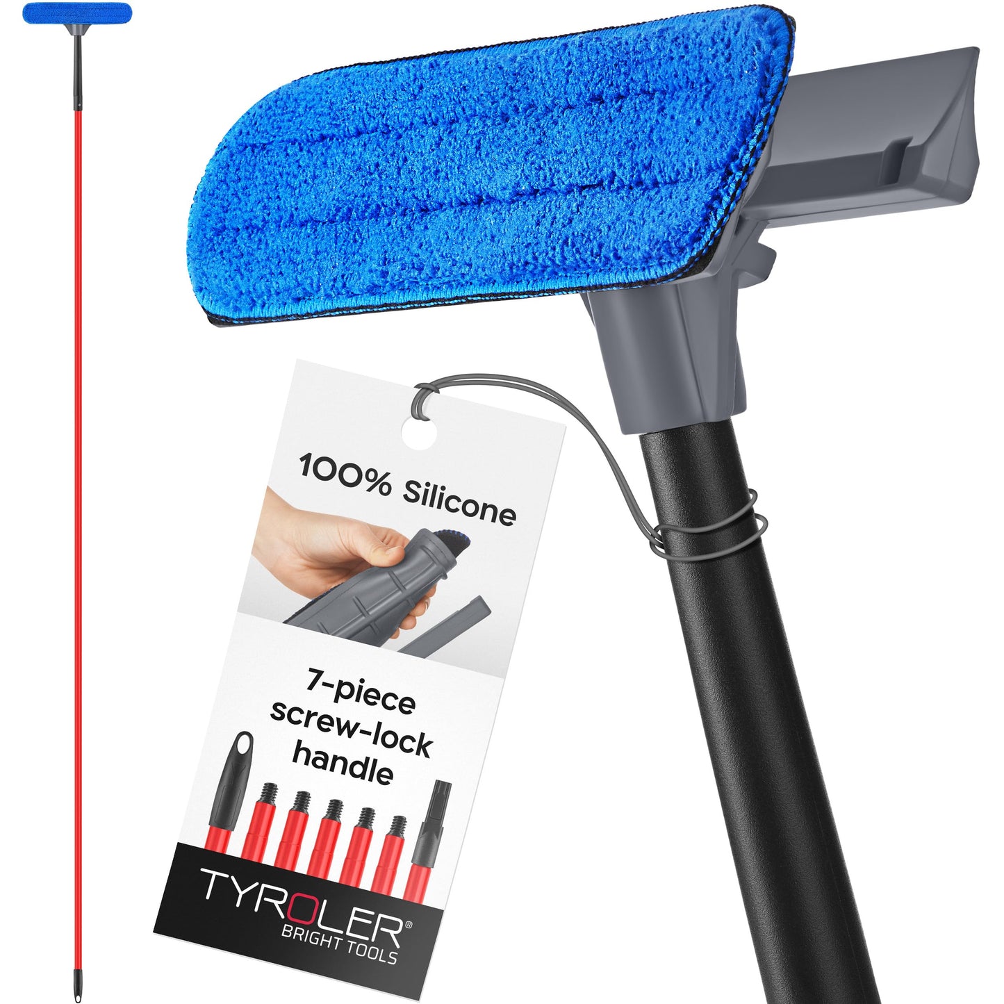 Tyroler Professional Window Squeegee for Home, Long Squeegee for Window Cleaning, 2-in-1 Window Cleaning Squeegee Kit, Indoor & Outdoor Window Cleaner