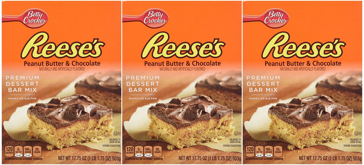 Betty Crocker, Dessert Bar Mix, Reese's Peanut Butter & Chocolate, 17.75oz Box (Pack of 3)