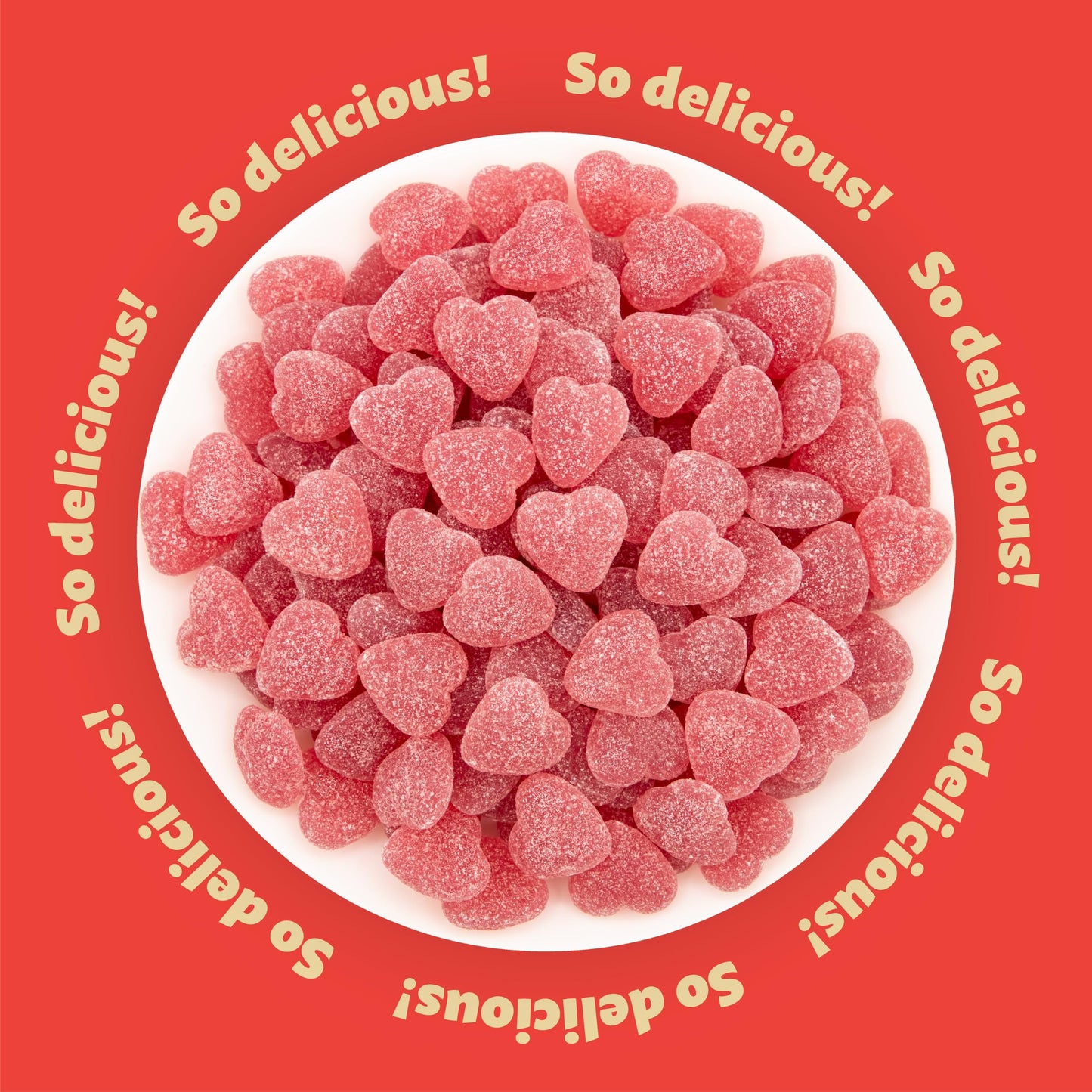 Cherry Jelly Hearts | 1-Pound Bag | Sour Candy | Dye Free Candy Hearts | Classic Gelatin Free Cherry Treats for Gifting, Buffets, Snacking | Vegan