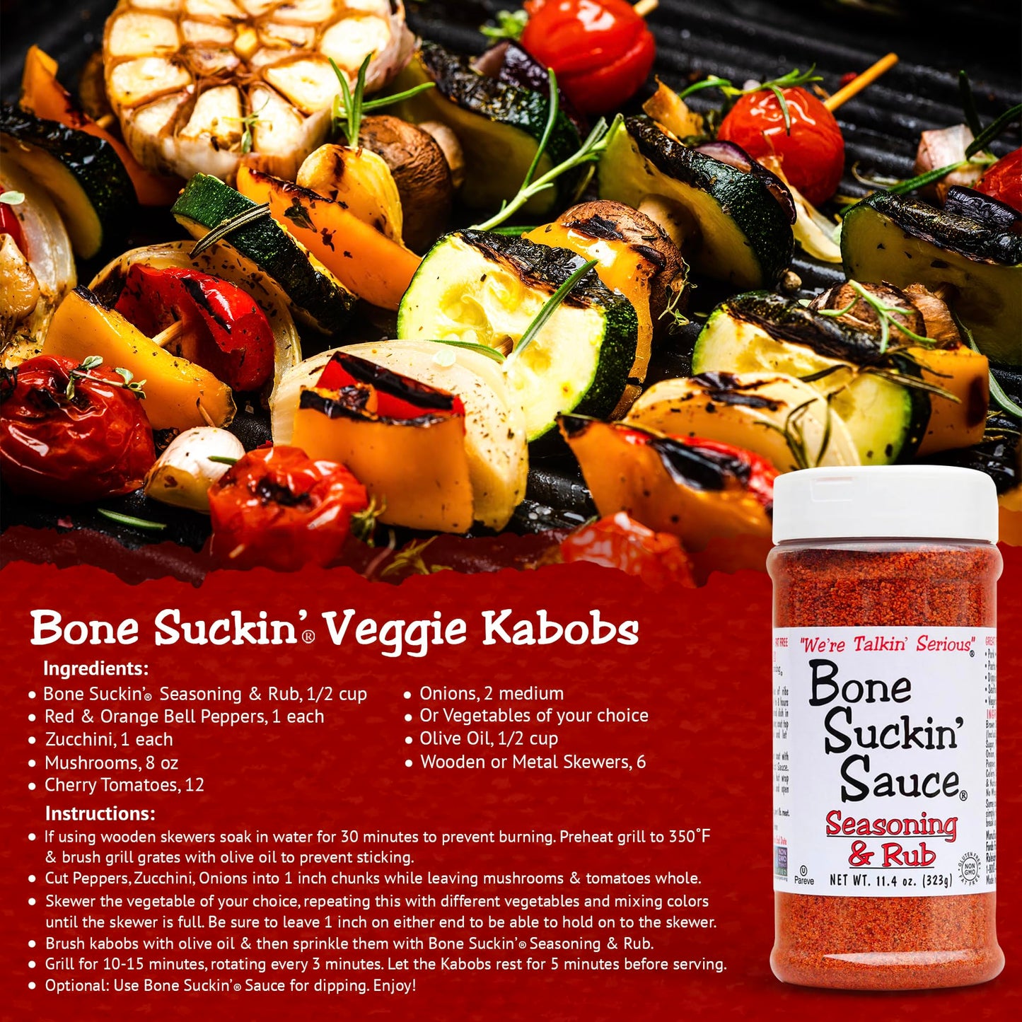 Bone Suckin' Seasoning & Rub, Original Blend, Grilling Rubs, Dry Pork Rub, Gluten-Free, Non-GMO, Kosher, Great on Ribs, Pork, Beef, Chicken, Seafood