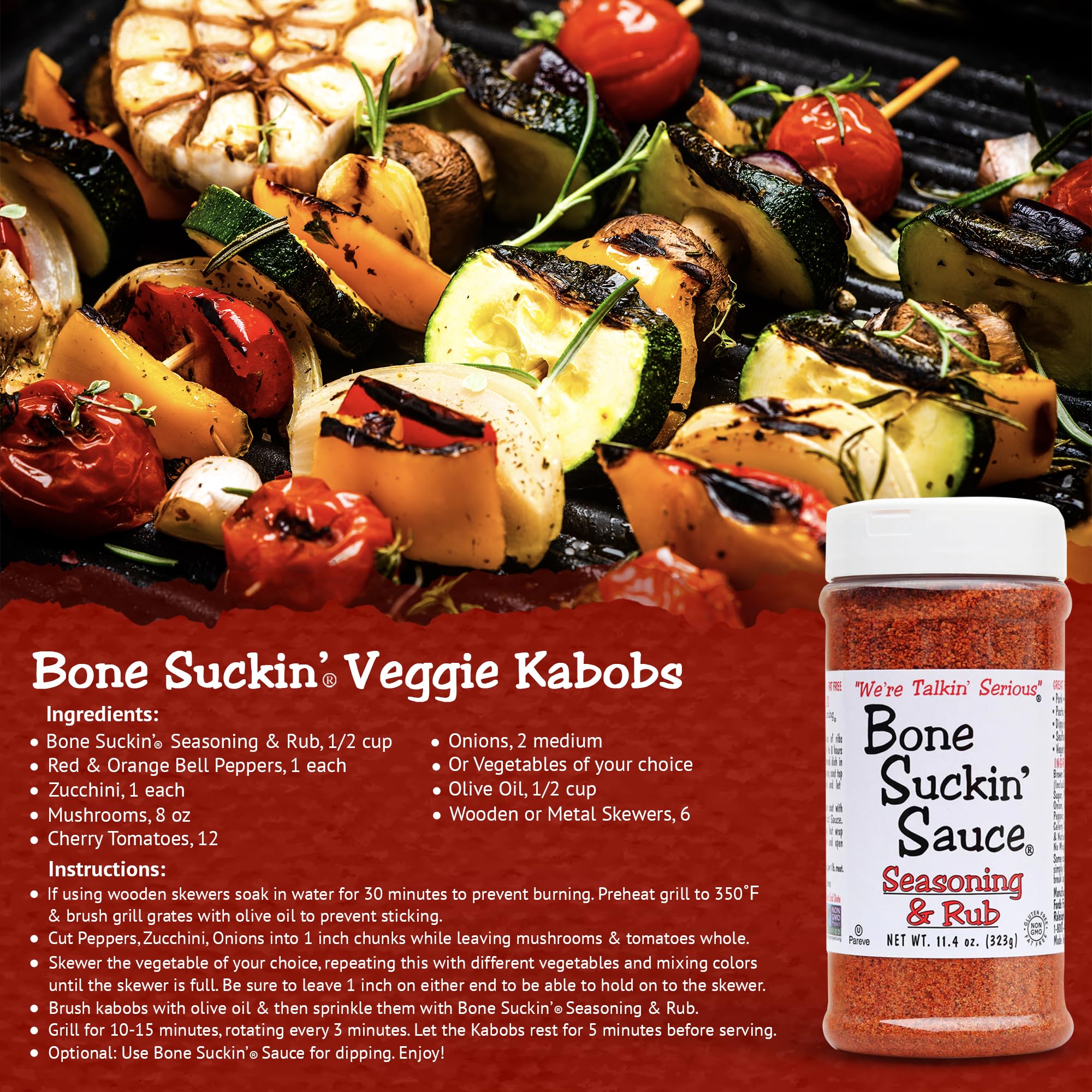 Bone Suckin' Seasoning & Rub, Original Blend, Grilling Rubs, Dry Pork Rub, Gluten-Free, Non-GMO, Kosher, Great on Ribs, Pork, Beef, Chicken, Seafood