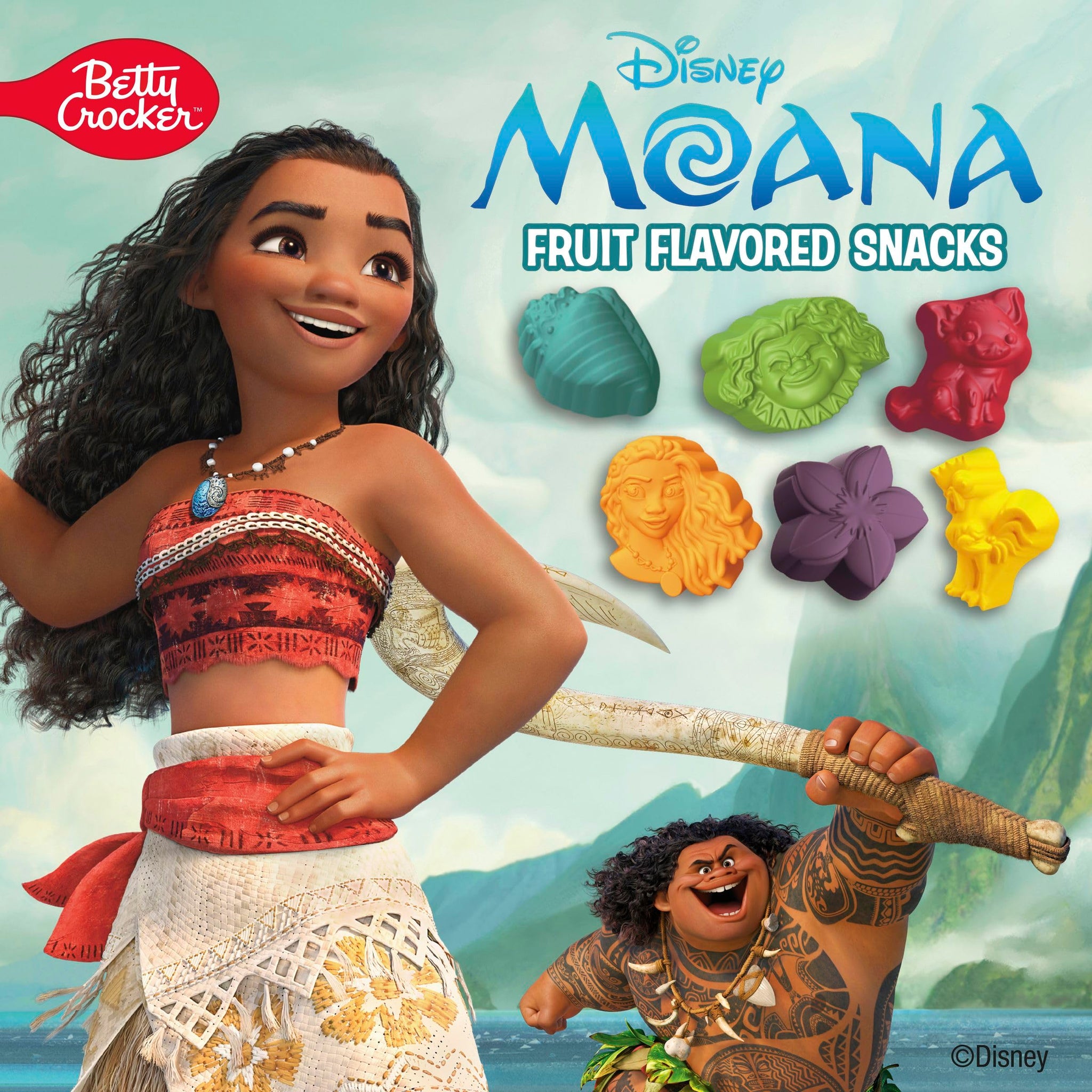 Disney Moana Fruit Flavored Snacks, Fat Free and Gluten Free Snacks, 8 oz (10 Pouches)