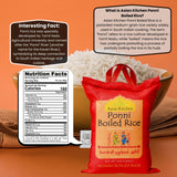 Asian Kitchen Ponni Boiled Rice 4-Pound Bag, 4lbs (1.81kg) Short Grain Par Boiled Rice ~ All Natural | Gluten Friendly | Vegan | Indian Origin |