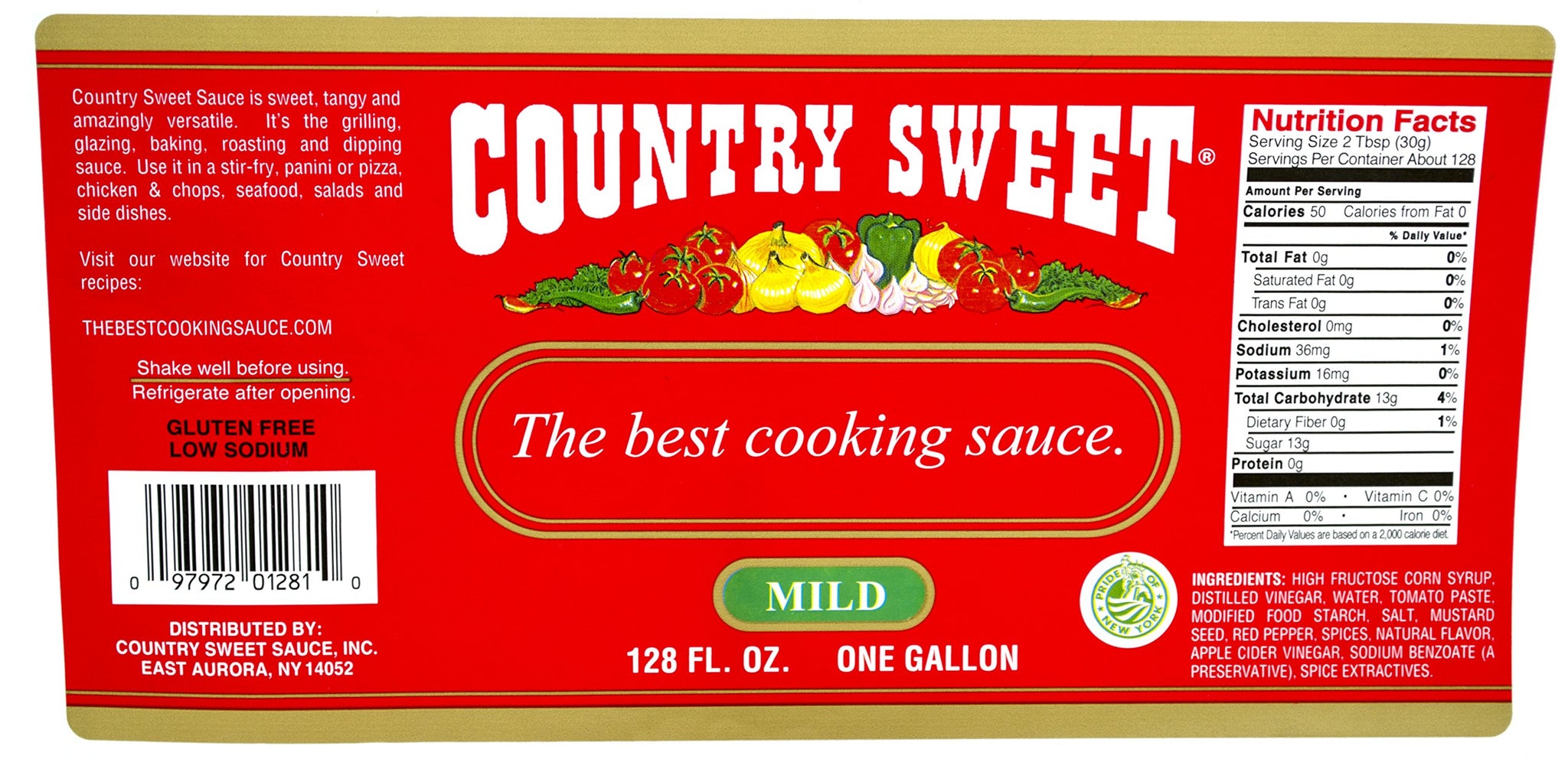 Country Sweet Sauce - Premium Cooking and Finishing Sauce (Mild, 1 Gallon/128 ounces)