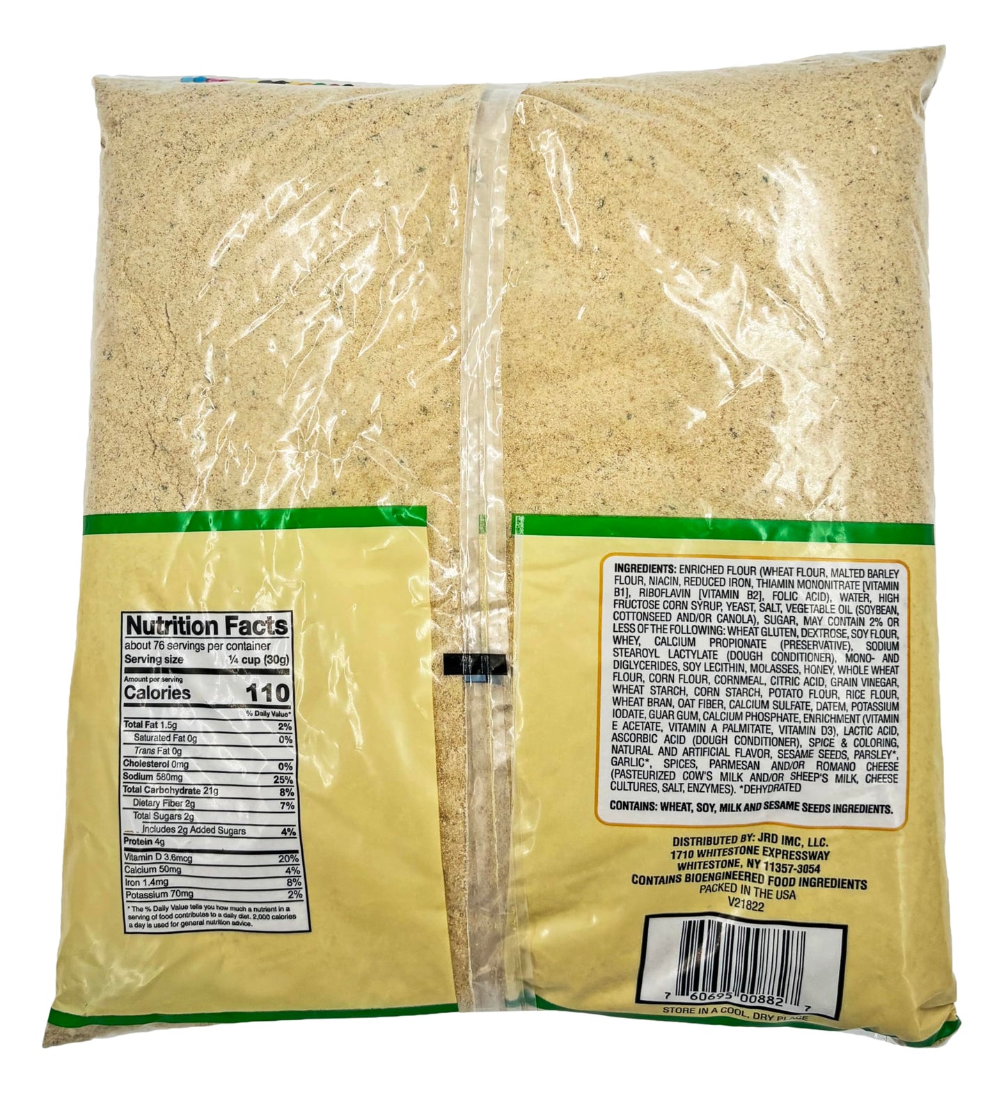Supremo Italiano Seasoned Bread Crumbs 5 lb Resealable Bag