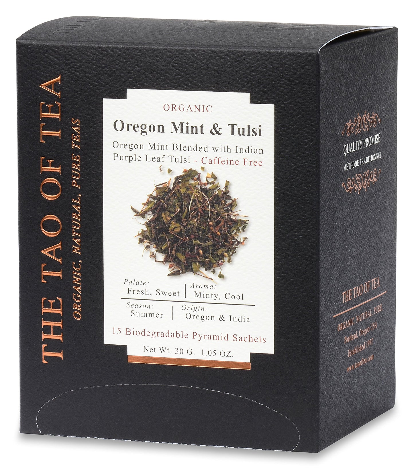 The Tao of Tea Oregon Mint & Tulsi Box Pyramid Sachets, 15 Pyramid Sachets