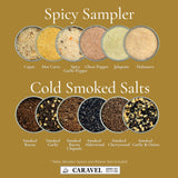 Smoked & Spicy Sea Salt Sampler Collection - 12-Flavor Cooking Salts Bundle in 0.5 oz Reusable Tin Each - Smoky & Spicy Finishing Salt Variety Pack