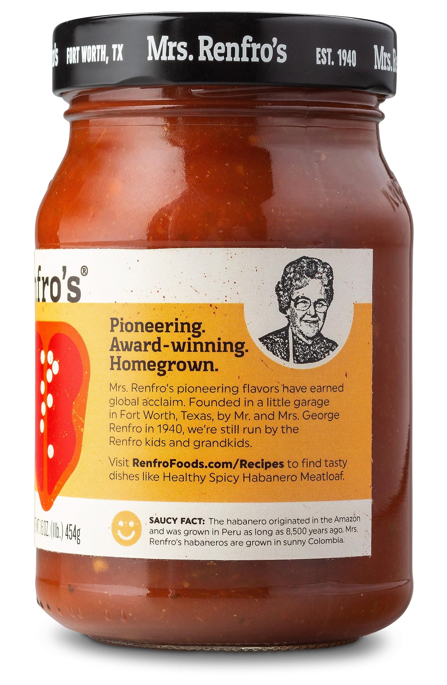 Mrs. Renfro's Habanero Salsa | Gluten Free, No Added Sugar, No HFCS, 16-oz Jar (Pack of 4)