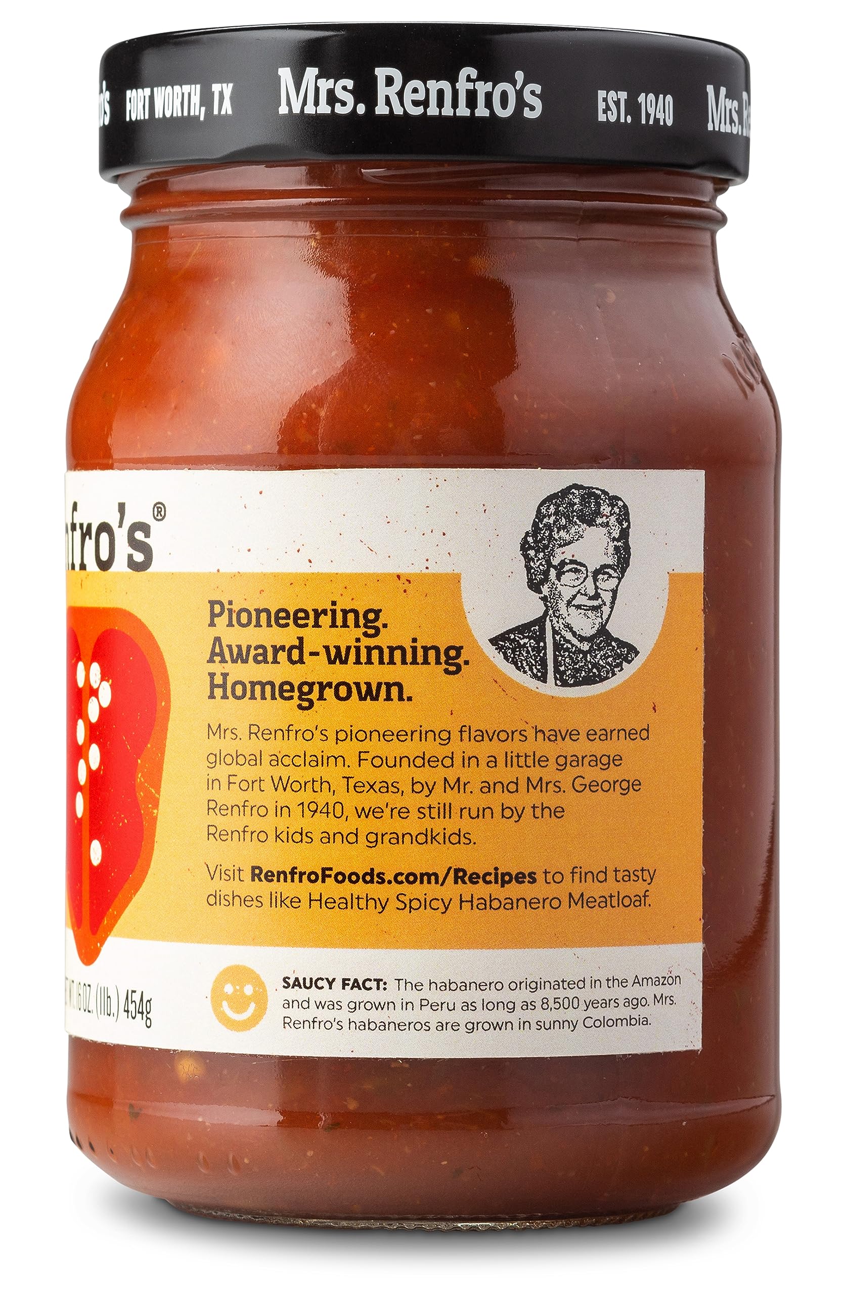 Mrs. Renfro's Habanero Salsa | Gluten Free, No Added Sugar, No HFCS, 16-oz Jar (Pack of 4)
