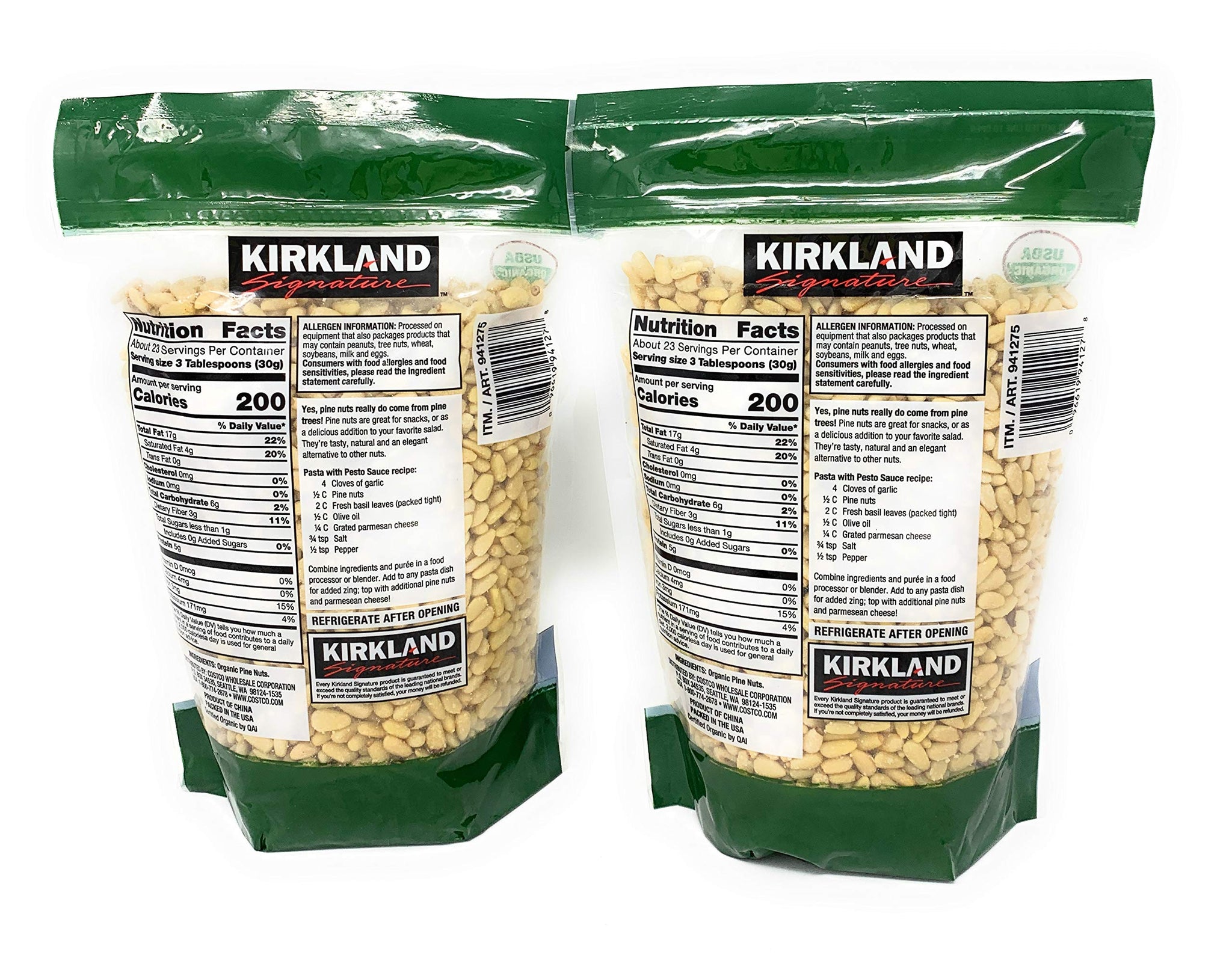 Kirkland Pine Nuts 1.5 lb in 2 Bags, 3LB total