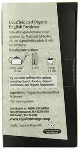 Equal Exchange Organic Decaf English Breakfast Tea, 20-Count (Pack of 6)